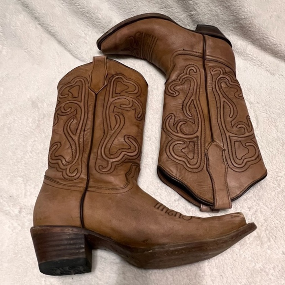 CIRCLE G BROWN SNIP TOE COWBOY BOOTS 7.5 - Picture 6 of 16